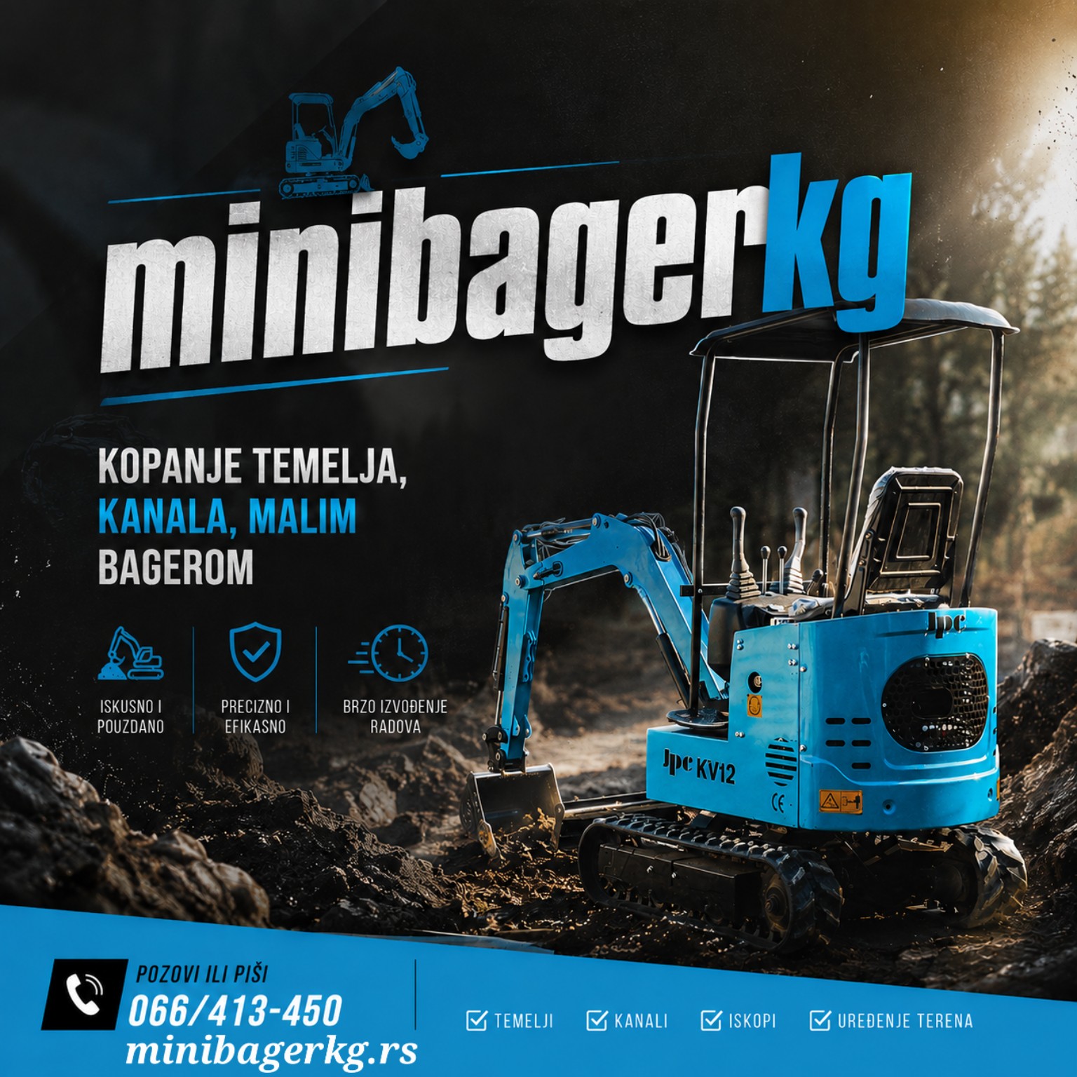 minibagerkg mini bager na terenu